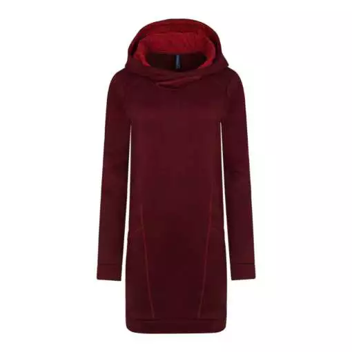 Tranquillo Strickfleece Kapuzenkleid spice red bei Kleidermarie