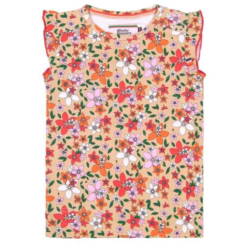 4funkyflavours Mädchen T-Shirt Rüschen Blumen VA