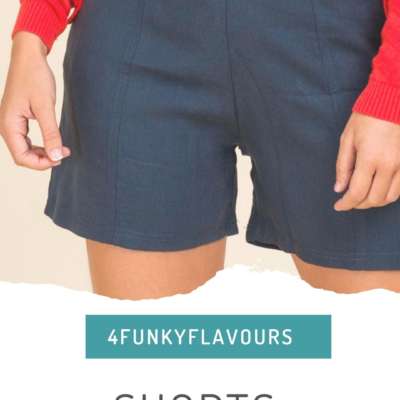 4funkyflavours Dark blue, high waisted shorts with pockets and belt loops.