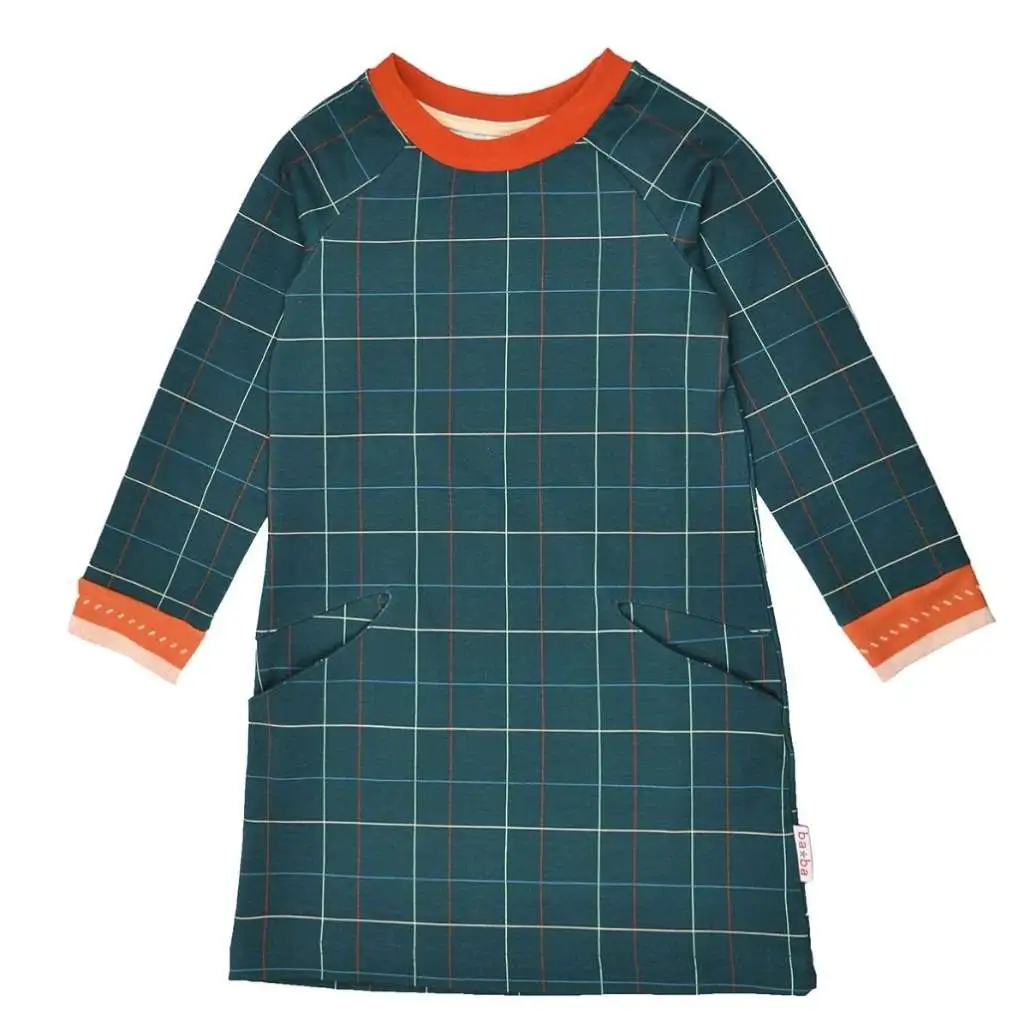 Baba Babywear Mädchenkleid mit Taschen petrol blau kariert