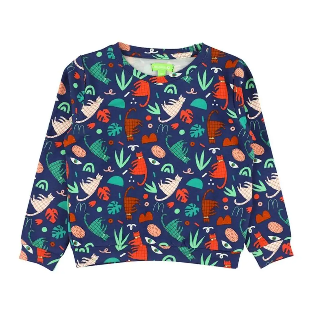 Lily Balou Bluse Langarm Shirt groovy cats green