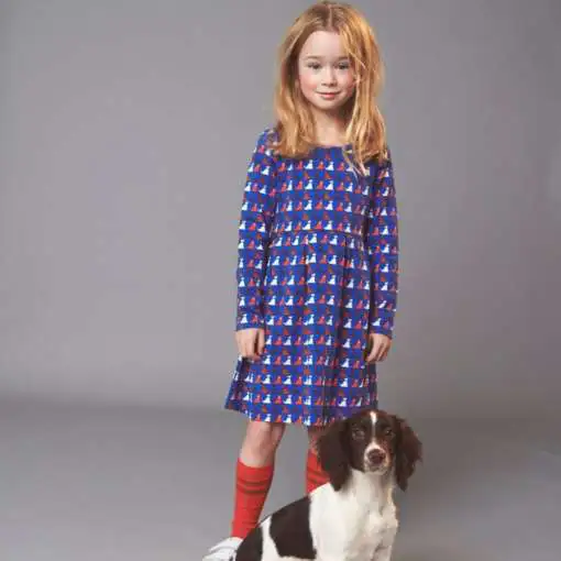 Lily Balou Retro Mädchen Kleid Hunde blau 2