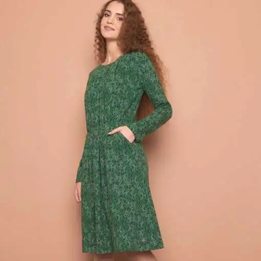 Tranquillo elegantes Jersey Kleid lotus grün mit Falten2