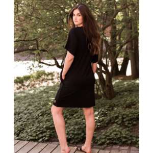 Blaa! Damenkleid Viskose Flatterärmel schwarz