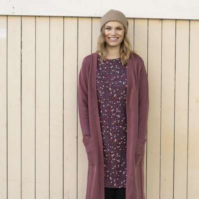 Blaa! Langarm Frauenkleid lila floral leaf creeper (1)