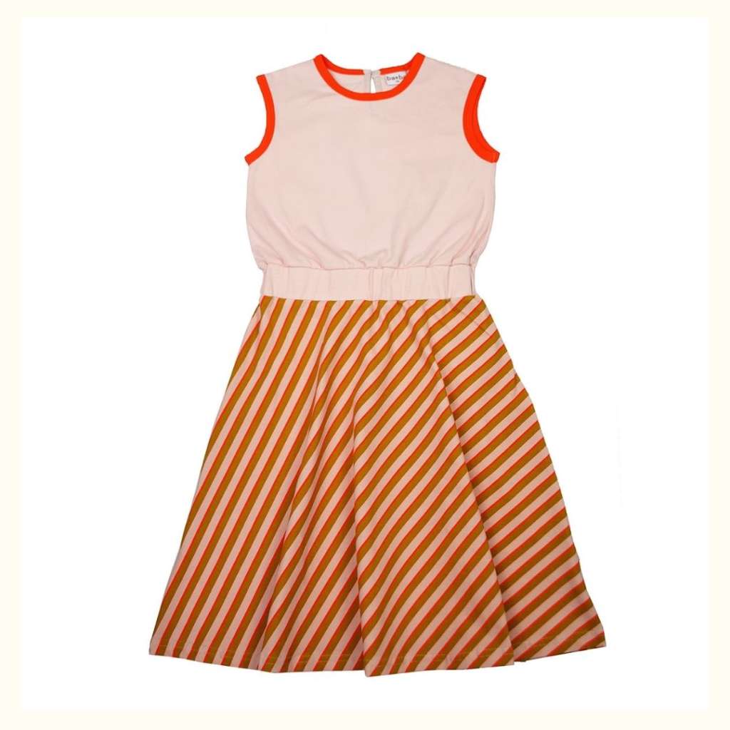 Baba Kidswear Long Smockdress Diagonal Pink