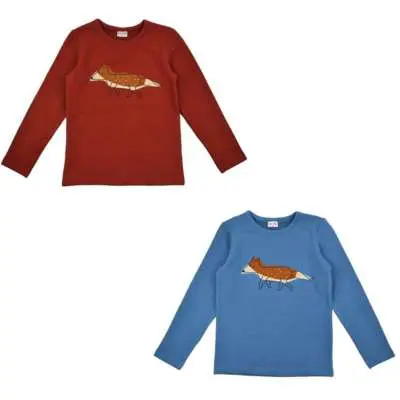 Baba Kidswear Shirt Fuchs blau und rot