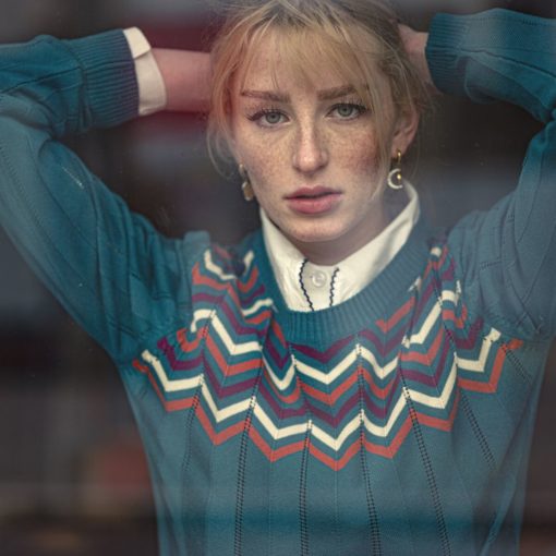 Circus Strick Pullover Zick Zack petrol Mädchen